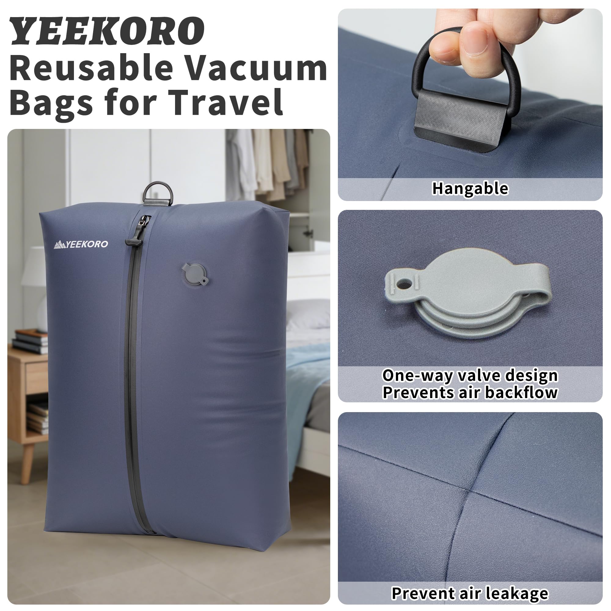 Bolsa de vacío para viajes, bolsas de compresión al vacío profesionales, IPX8, impermeables, reutilizables, antidesgarros, ahorran espacio, bolsas de almacenamiento al vacío con bomba para