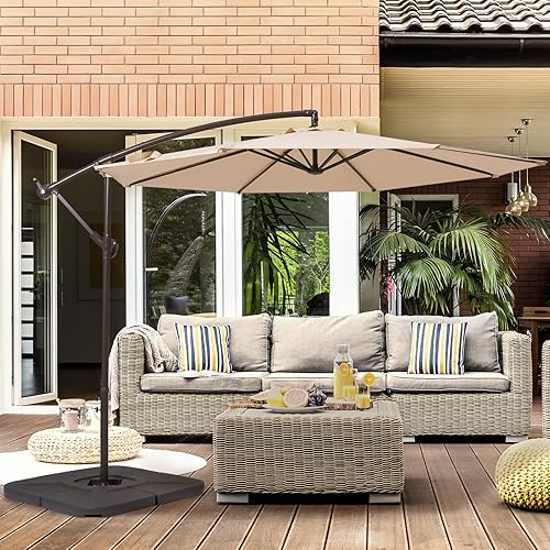 Miniatura 2 de UDPATIO Base de sombrilla de patio, soporte de base de sombrilla desplazada, HDPE de 230 libras, 4 piezas, base de sombrilla voladiza de alta