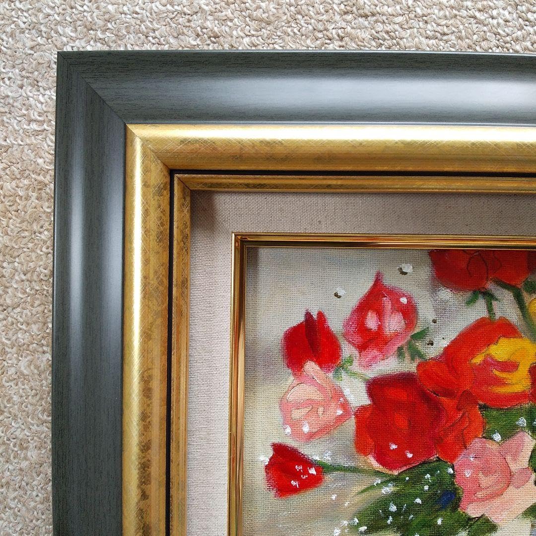 Amazon.co.jp: 油絵 花の絵薔薇F3号 油彩額縁入り （） : ホーム