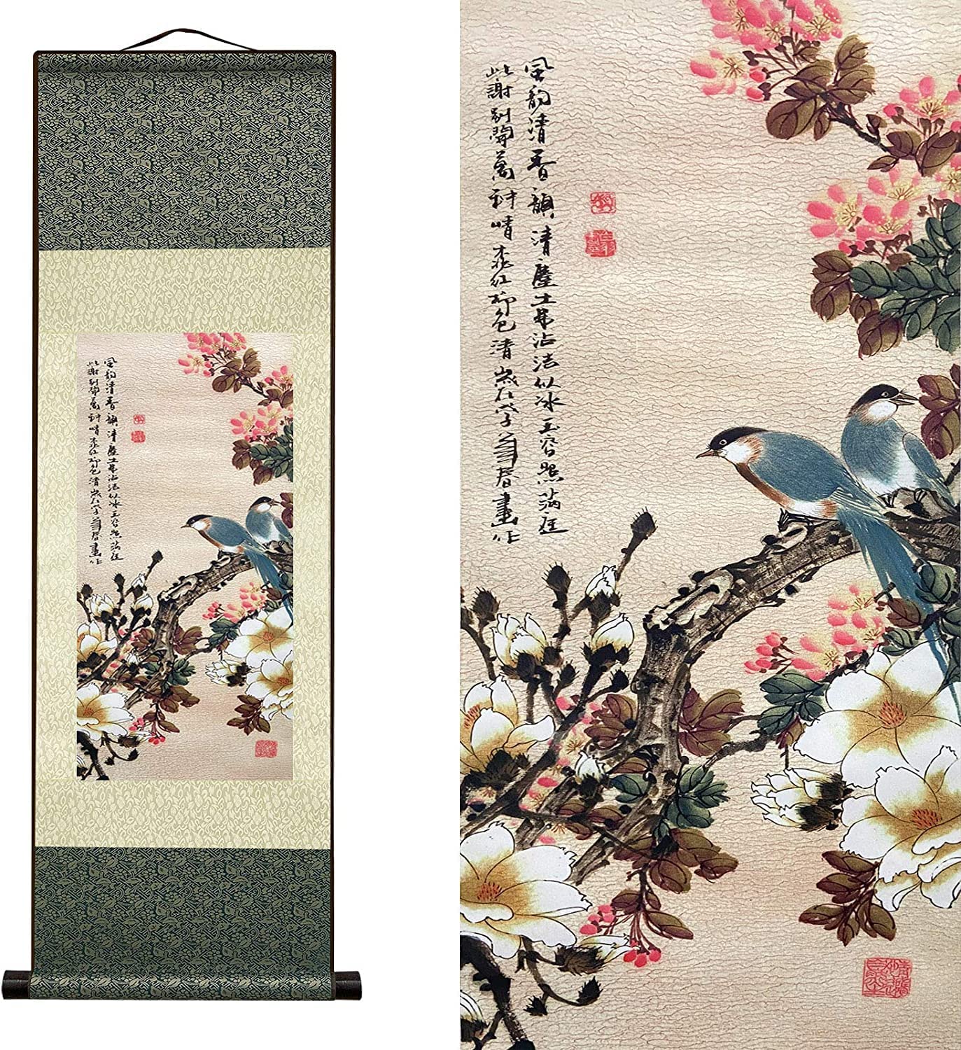 Vrfvsdasaas C3 Chinese Wall Art, Chinese Wall Art Scroll Painting,Silk Scrollg Summer Autumn Winter Landscape Beaut(C3)