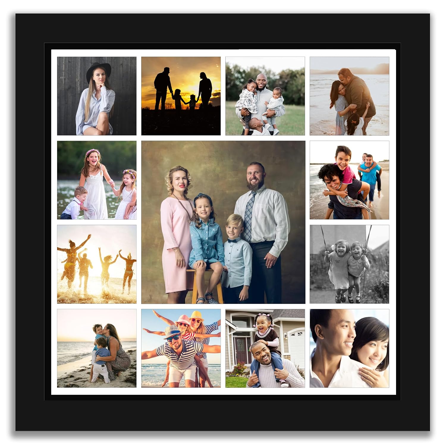 Amazon Brand – Umi Personalized Framed Photo Collage Gift with Plexiglass – Customize 13 Photos (13 x13 inch, Black Frame)