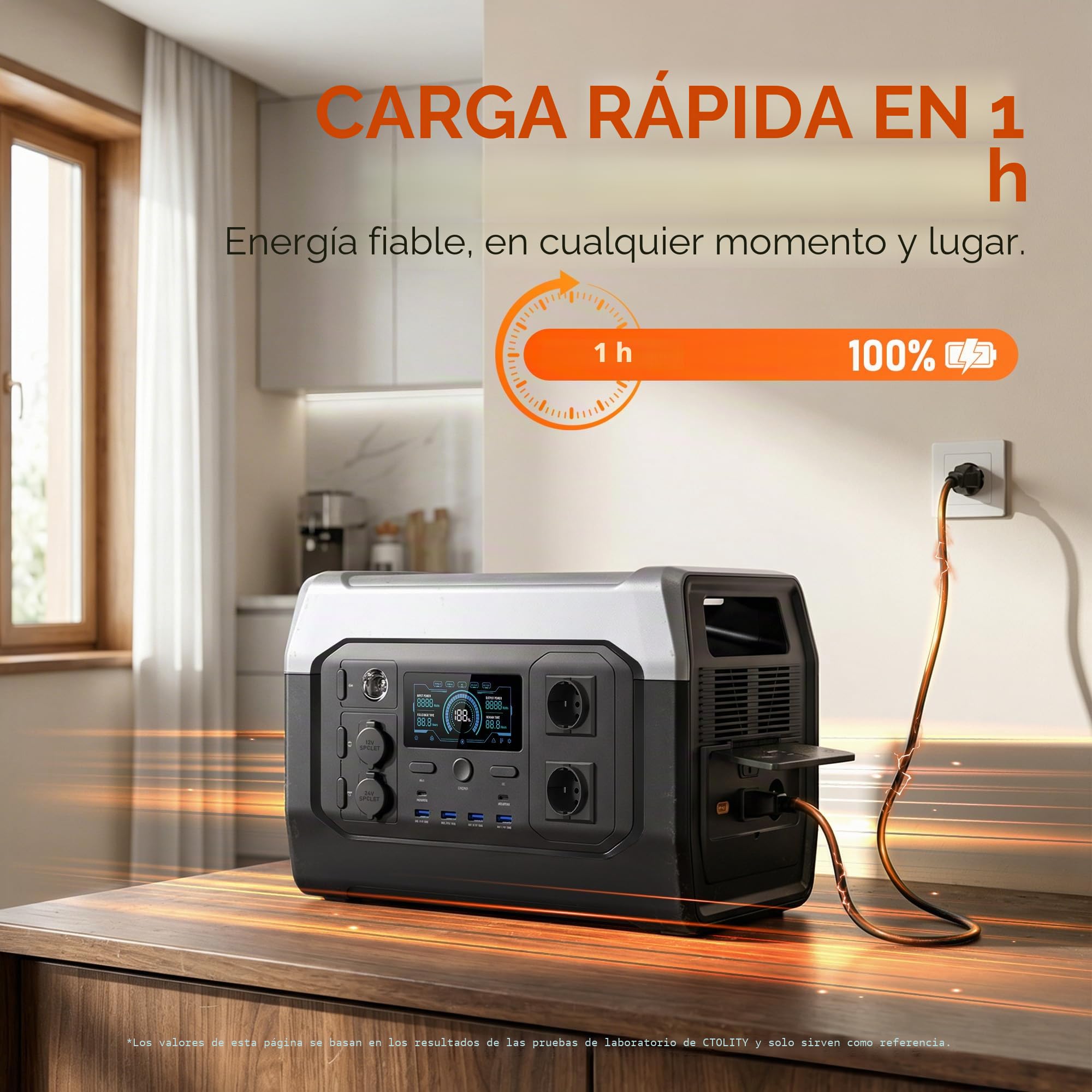 Estación de Energía Portátil, 1024Wh Batería LiFeP04, Estación eléctrica portátil con enchufes CA/CC/USB/CA, Carga Completa Rápida 1.2H, Generador Solar para Exteriores, Camping, Emergencia