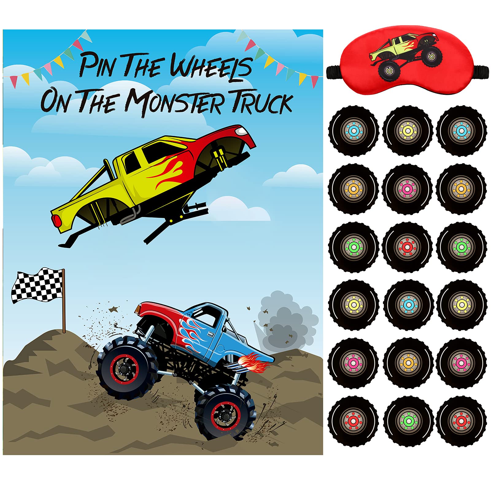 Buy Chinco 38 Pieces Truck Party Games Pin The Wheels on The Truck
