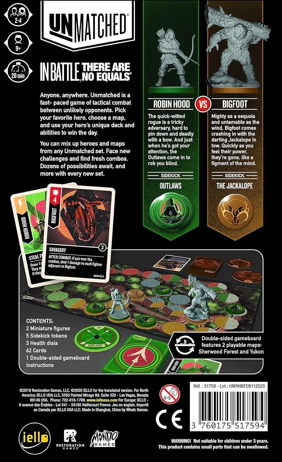 IELLO | Unmatched - Robin Hood vs Big Foot | Card Game | Ages 9+ | 2 Players | 20 mins Minutes Playing Time