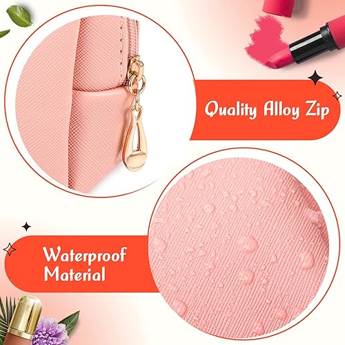 Miniatura 4 de MOORIIY Pequeña bolsa de maquillaje de PU, ros a(Flesh Pink), Mini bolsa de maquillaje