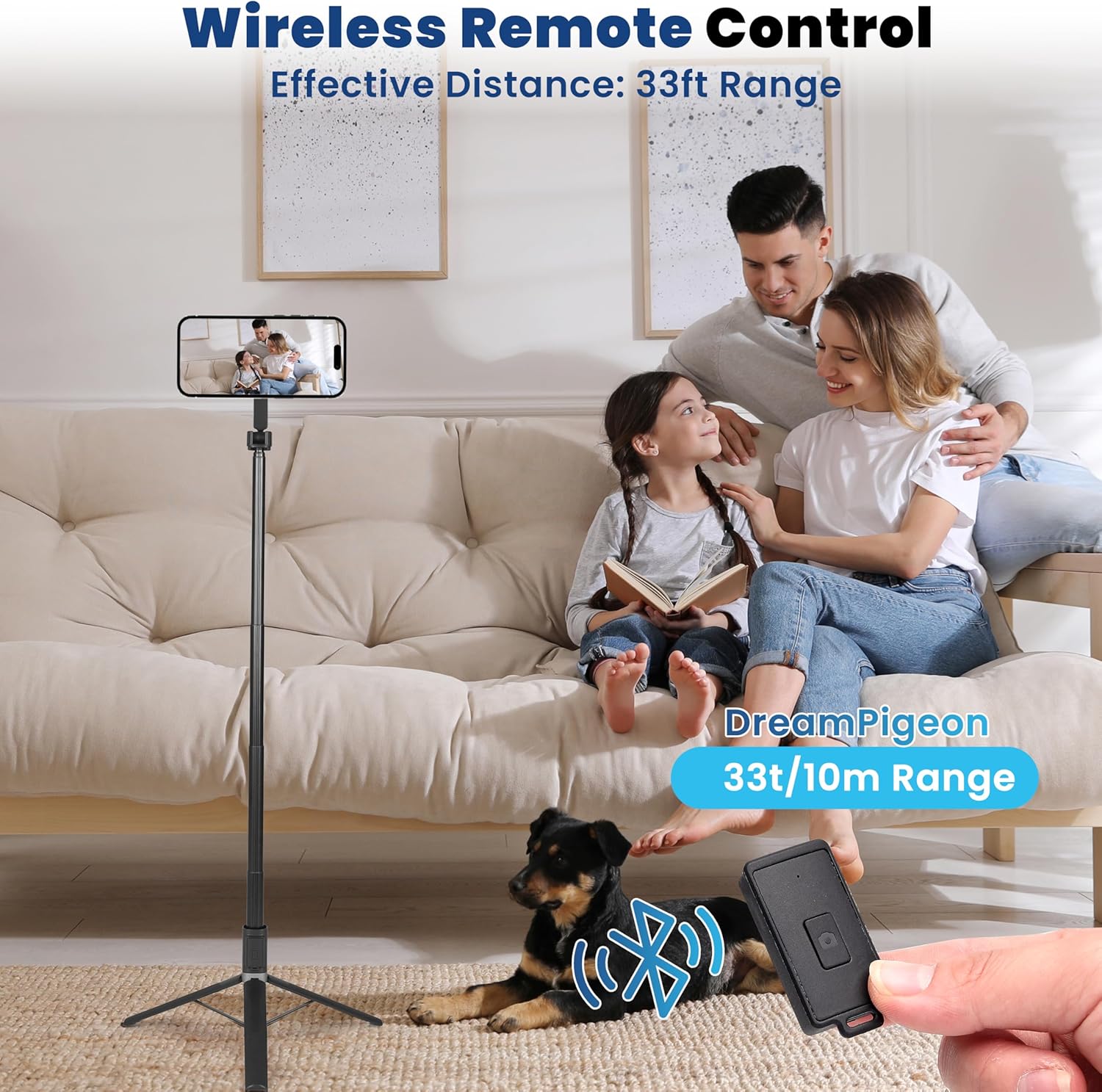 65" Magnetic Tripod for iPhone with Remote, Magnetic Cell Phone Tripod, Selfie Stick Tripod with 330° Top & Bottom Shot, Compatible with iPhone & Android for TikTok/Vlog/Video Recording