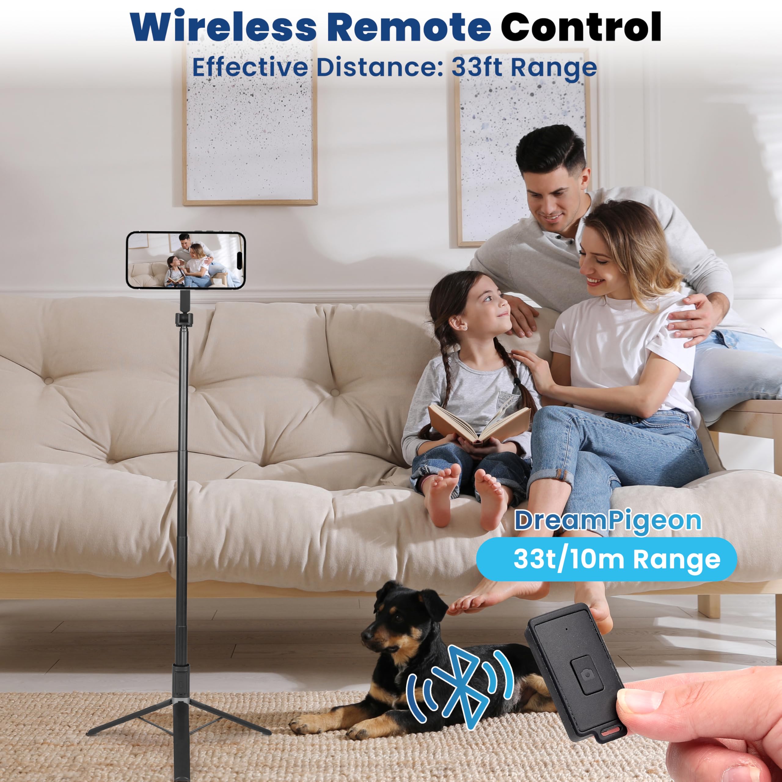 Trípode magnético de 65 pulgadas para iPhone con control remoto, trípode de palo selfie, trípode magnético para teléfono celular para TikTok/Vlog/grabación de video, compatible con iPhone y Android