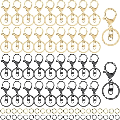 Miniatura 8 de 30 llaveros con cierre de langosta para hacer joyas, clips de gatillo giratorios de metal con cierres giratorios, clips de gancho, anillo plano