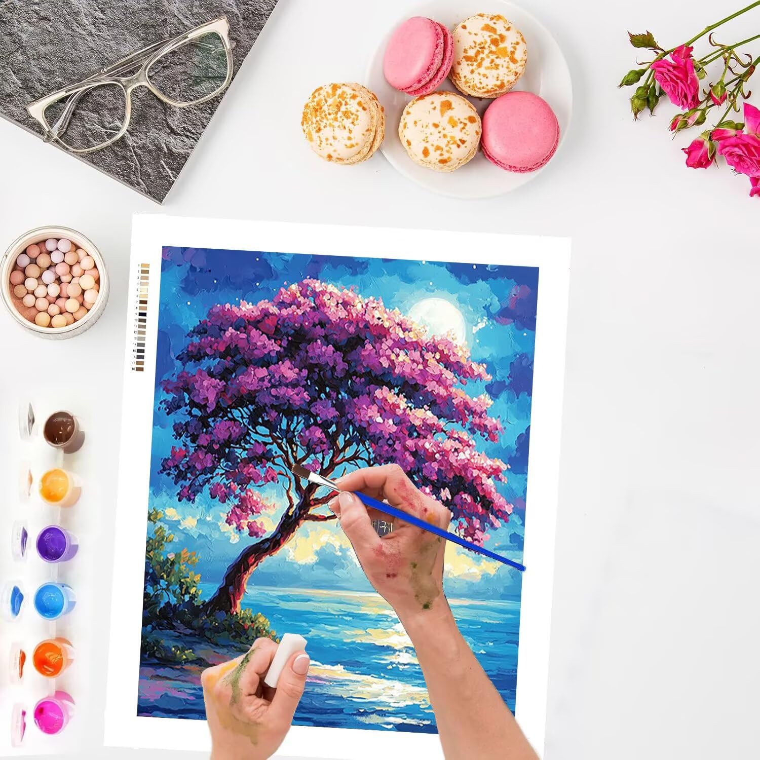 WEISHIWE Arbre lunaire Peinture Numero Adulte Kits, 60x80cm m-1122