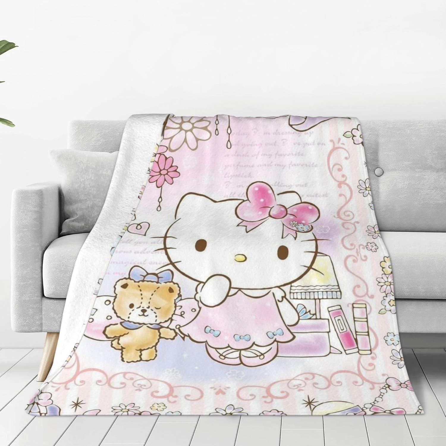 Cute Throw Blanket, 60x50 Inches Blanket Gift for Women, Soft Fuzzy Flannel Blankets for Couch Sofa Travel - Image 2