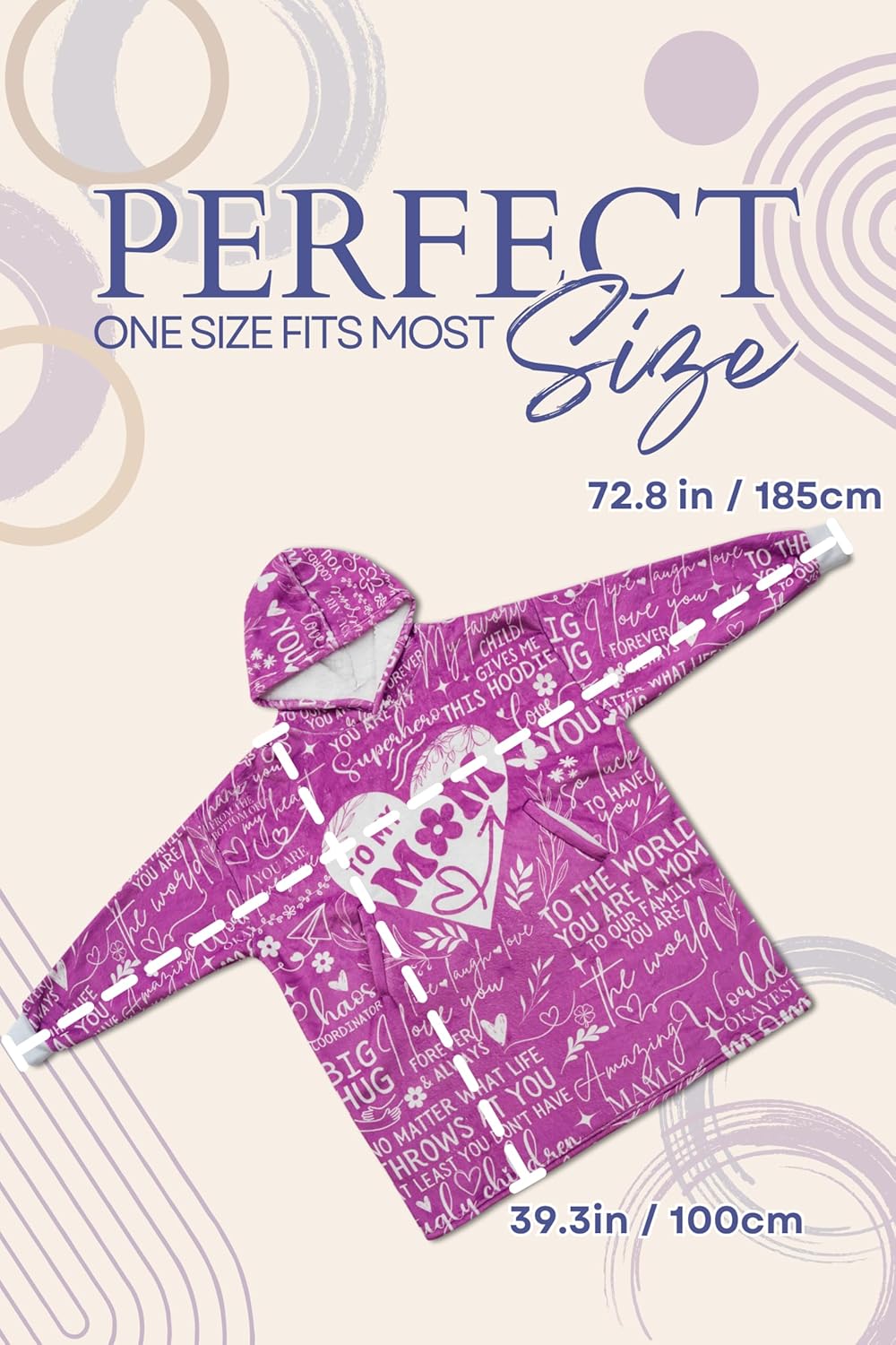 Mom Gifts - Oversized Flannel Blanket Hoodie with Quotes, Oversized Wearable Blanket for Mom, Perfect Christmas & Mother's Day Gifts, One Size Fits All