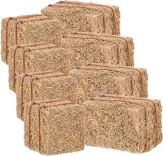 8pcs Mini Faux Hay Bales for Autumn Decor Stackable Mini Haystacks for Dollhouse Lifelike Miniature Ornaments Farmhouse Style Harvest Props for Seasonal Decoration