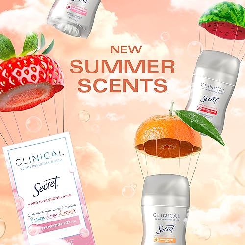 Miniatura 7 de Secret Clinical Strength - Desodorante antitranspirante para mujer, protección contra el estrés 3X, protección contra el sudor y el olor 72 horas,