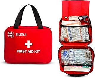 ENERJI First Aid Kit Survival Kit First Aid Box Emergency Kit Travel Kit Emergency Survival Kit Medical Kit Backpacking Gear Aid Kit First Aid Bag Travel Essentials Medical Supplies – 6 x 7.5 x 2”