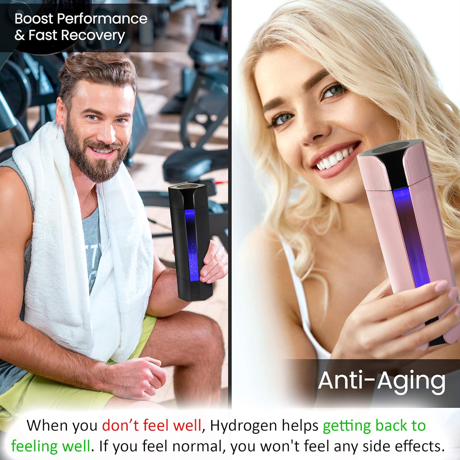 Best Quality 🔥 Le Angelique 2021 HYdra - Hydrogen Rich Water Bottle Generator + Gas Inhaler | 1.6 PPM Max Concentration Molecular H2 Maker Machine | PEM Membrane & SPE Technology Ionizer | USB Recharge (Black)