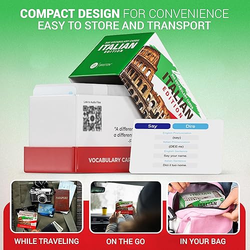 Miniatura 6 de 300 tarjetas de vocabulario italiano, vocabulario para principiantes con imágenes, memoria y palabras visuales, aprendizaje educativo de idiomas,