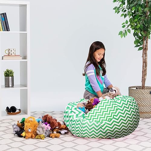 Miniatura 111 de Posh Stuffable - Sillón puff con almacenamiento para niños, contenedor de animales de peluche, organizador de juguetes de niños Lienzo Burbujas Azul