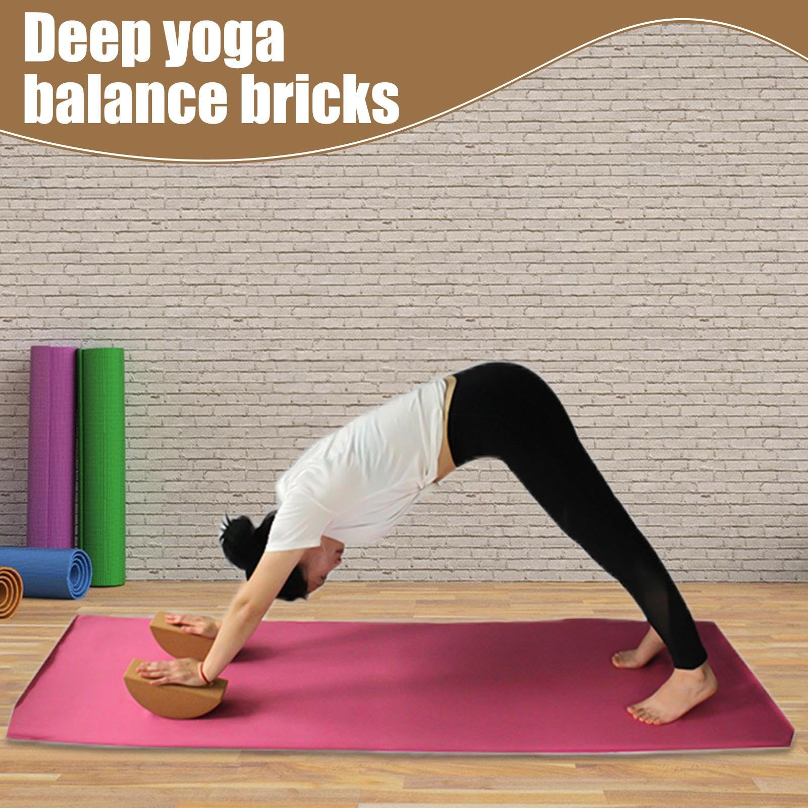 Yoga Exercise Bricks - Wooden Yoga Training Blocks | Natural Cork Dance Bricks | Indoor Outdoor Workout Equipment Lightweight Blocks for Sports Training for Gym, Bedroom