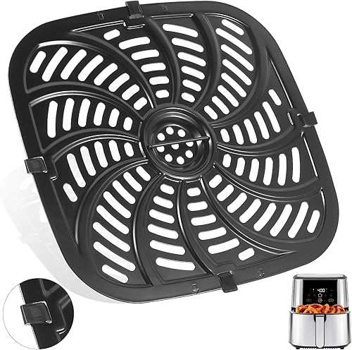 Sartén de repuesto para freidora de aire mejorada para Chefman de 8 cuartos de galón, placas antiadherentes con parachoques de goma, bandeja de