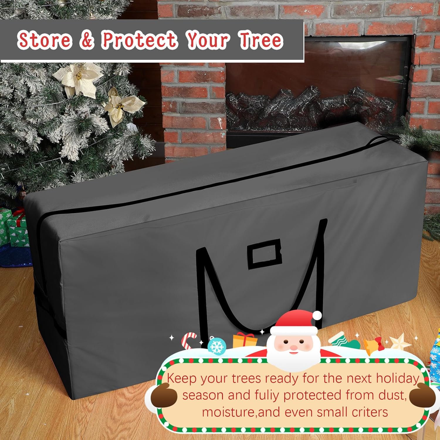 9 Ft Heavy Duty Christmas Tree Storage Bag 900d Oxford Fabric with Wheels and Reinforced Handles, Durable Xmas Storage Box for Disassembled Holiday Tree (9 ft,Grey)