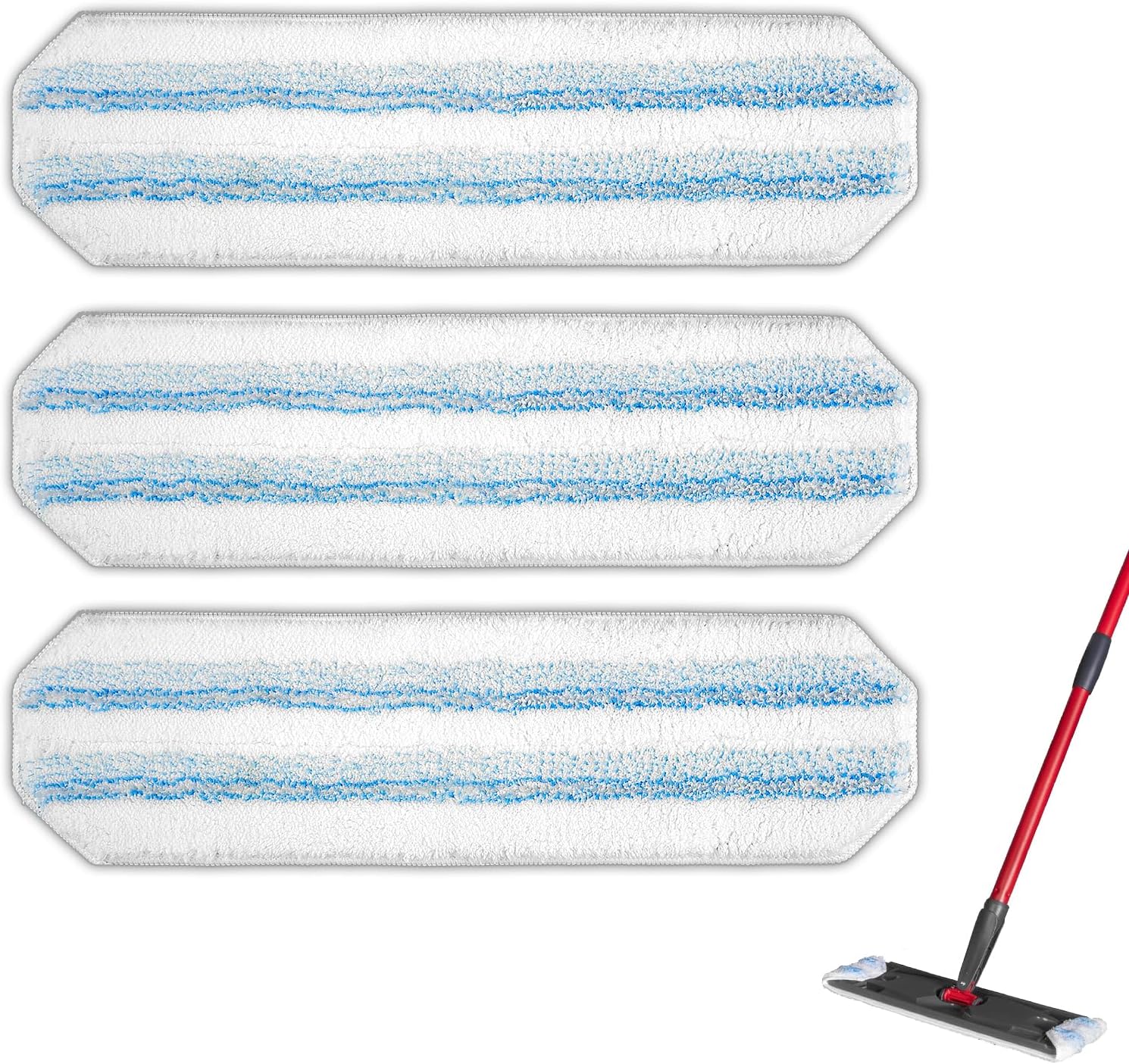 (3 Pack) H2prO Replacement Mop Pads Compatible with O-Cedar H2prO Mop, Microfiber Mop Head, Washable Mop Cloths, H2 Pro Mop Pad Refill Accessories, Mopping Pads