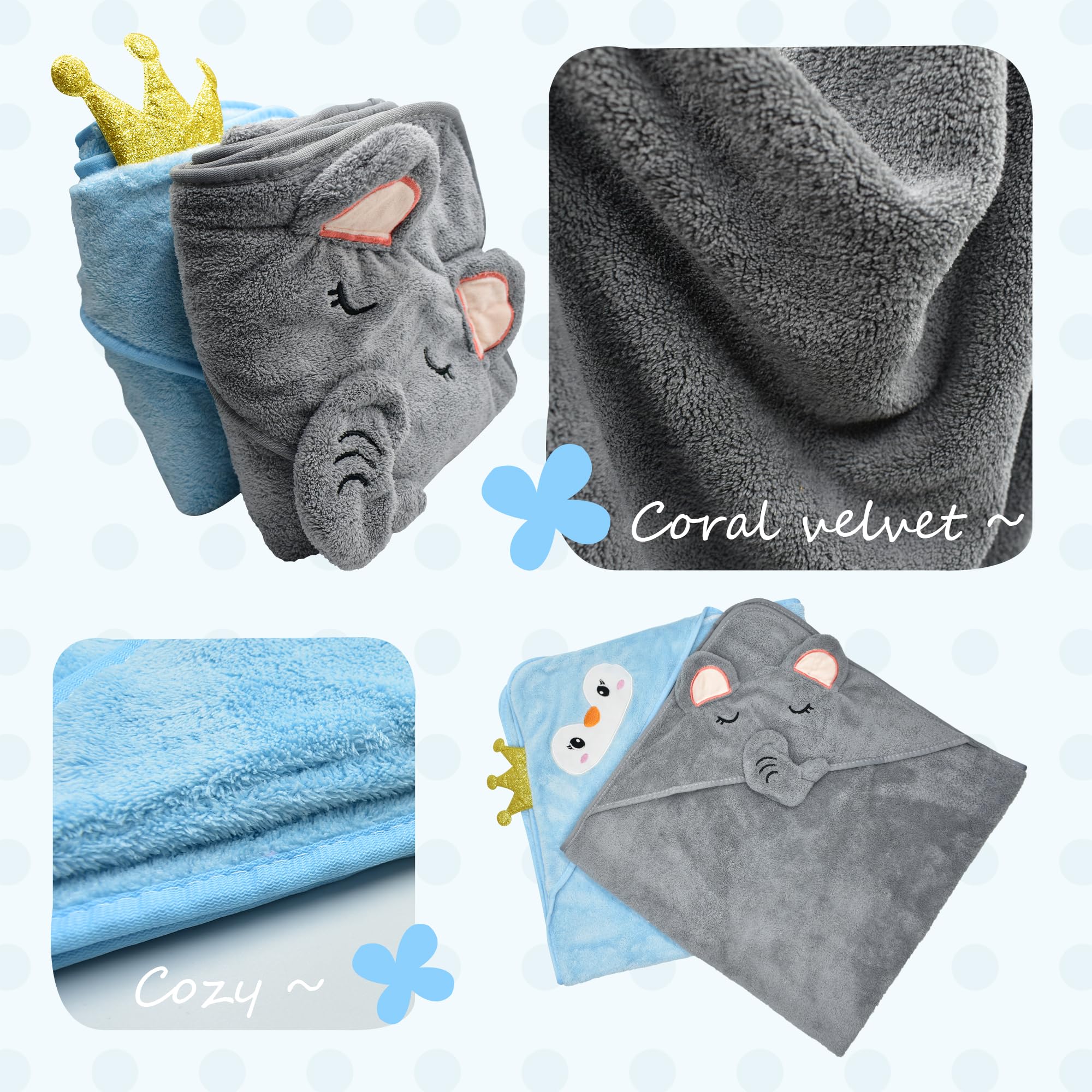 2 Pièces Cape et Serviette de Bain Bébé 80x80cm - Sortie de Bain Naissance - Cadeau Fille