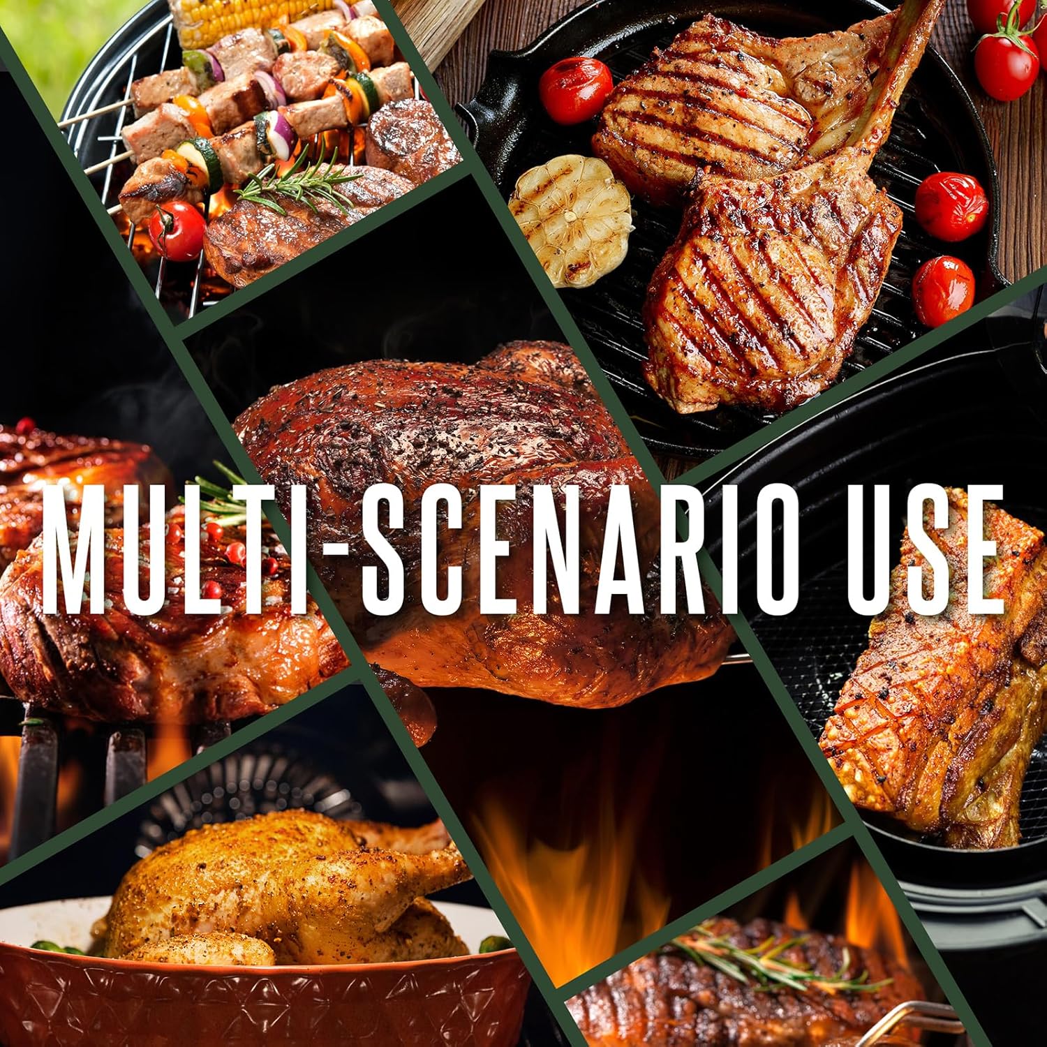 Wireless WiFi Meat Thermometer Digital, Versatile Unlimited Remote Range,Smart Bluetooth Cooking Thermometer with 2 Size BBQ Probes, Flexible Alarm APP LCD Screen for Grill, Air Fryer, Smoker and Oven