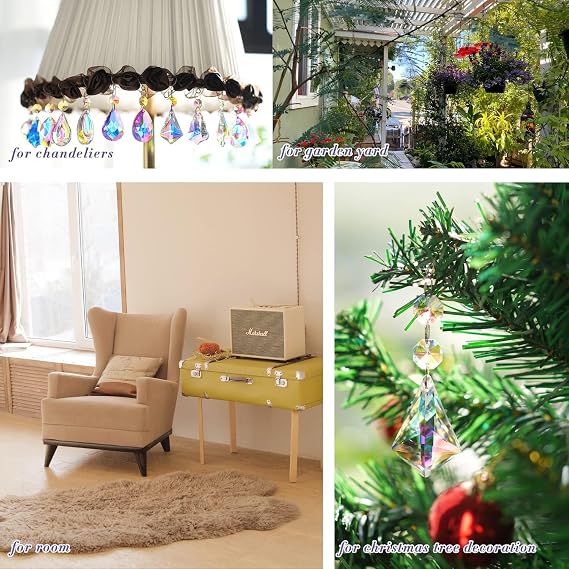 12 Pcs Crystal Sun Catcher, Hanging Ornament Crystals Chandelier Prism