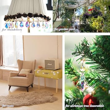 12 Pcs Crystal Sun Catcher, Hanging Ornament Crystals Chandelier Prism