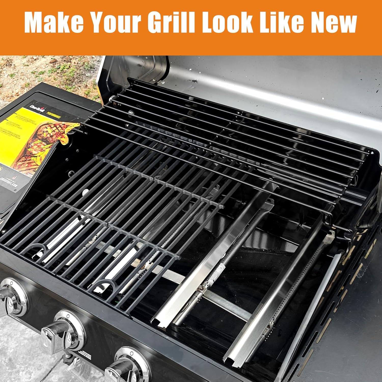 Hisencn Grill Parts for Charbroil Performance 463365021 463365522 463366022, 4 Burner 463353521,463353021, 463352521 Gas Grill, 15.5“ Heat Plate & 17 Inch Grill Grids Kit for Char-Broil