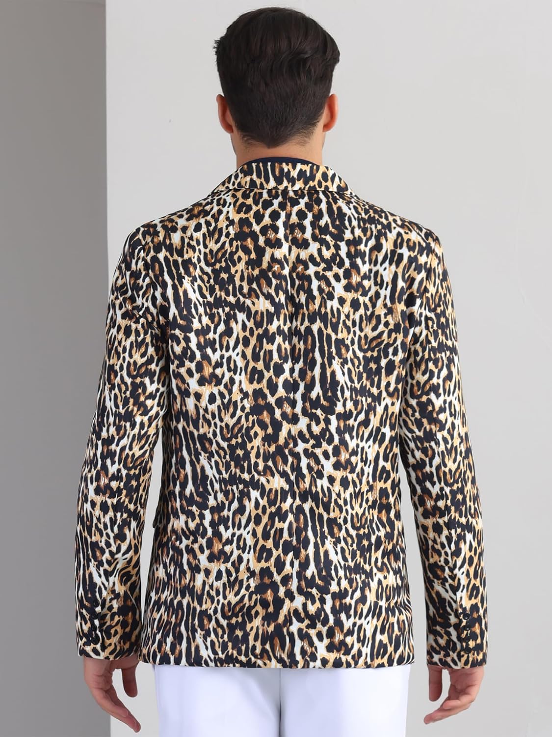 Lars Amadeus Animal Printed Blazer for Men's Festival Peak Lapel Double-Breasted Sport Coat Festival Suit Jacket