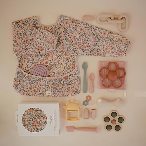 Miniatura 7 de Mushie - Babero de manga larga para bebé, resistente al agua, ajuste ajustable para edades de 6 a 24 meses