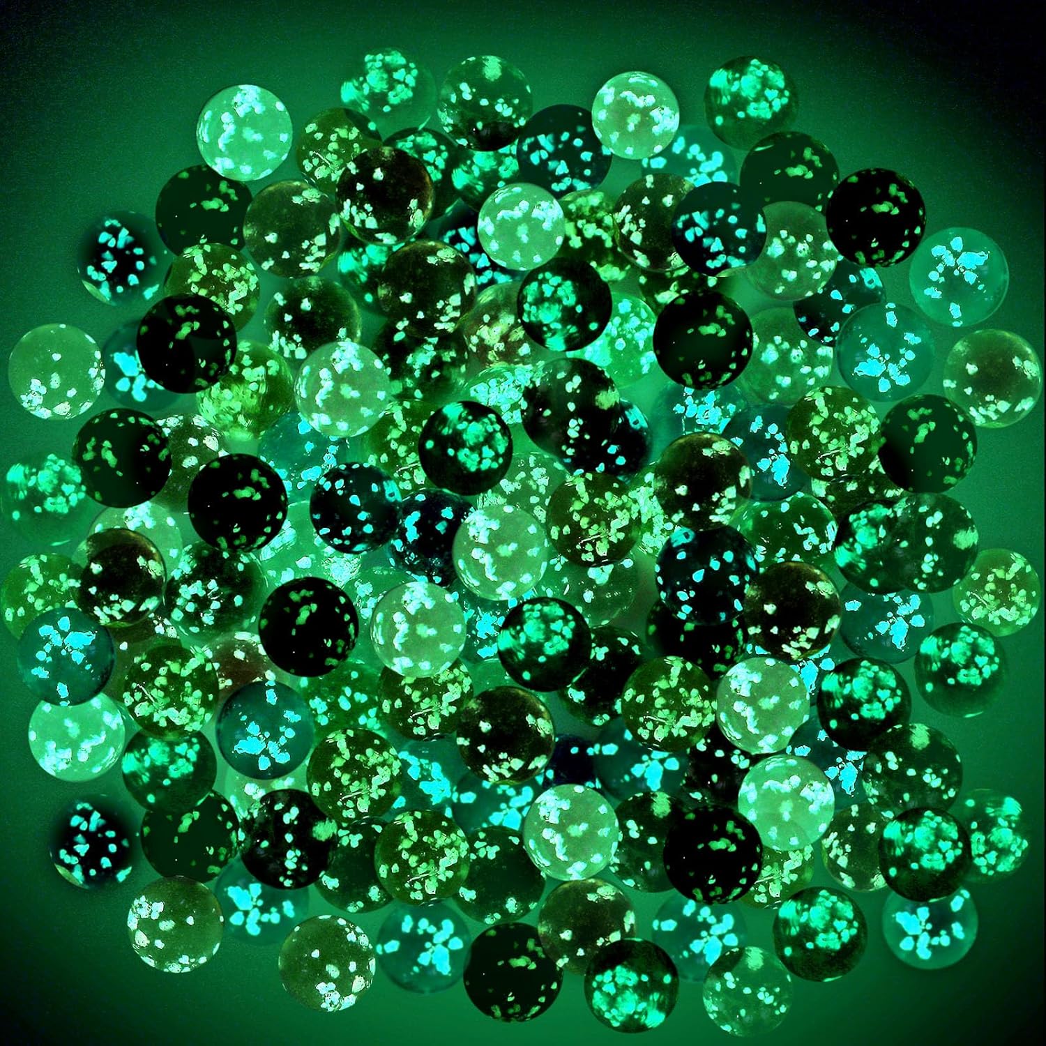 Gejoy 100 Pieces Colorful Glass Marbles Glow in The Dark Multi-Color Luminous Glowing Glass Marbles for Marble Games DIY and Home Decor (0.71 Inch)