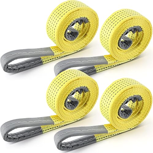 4 unids Lift Sling Straps Heavy Duty Web Slings Correas de poliéster Nylon para alzamiento coche uso al aire libre