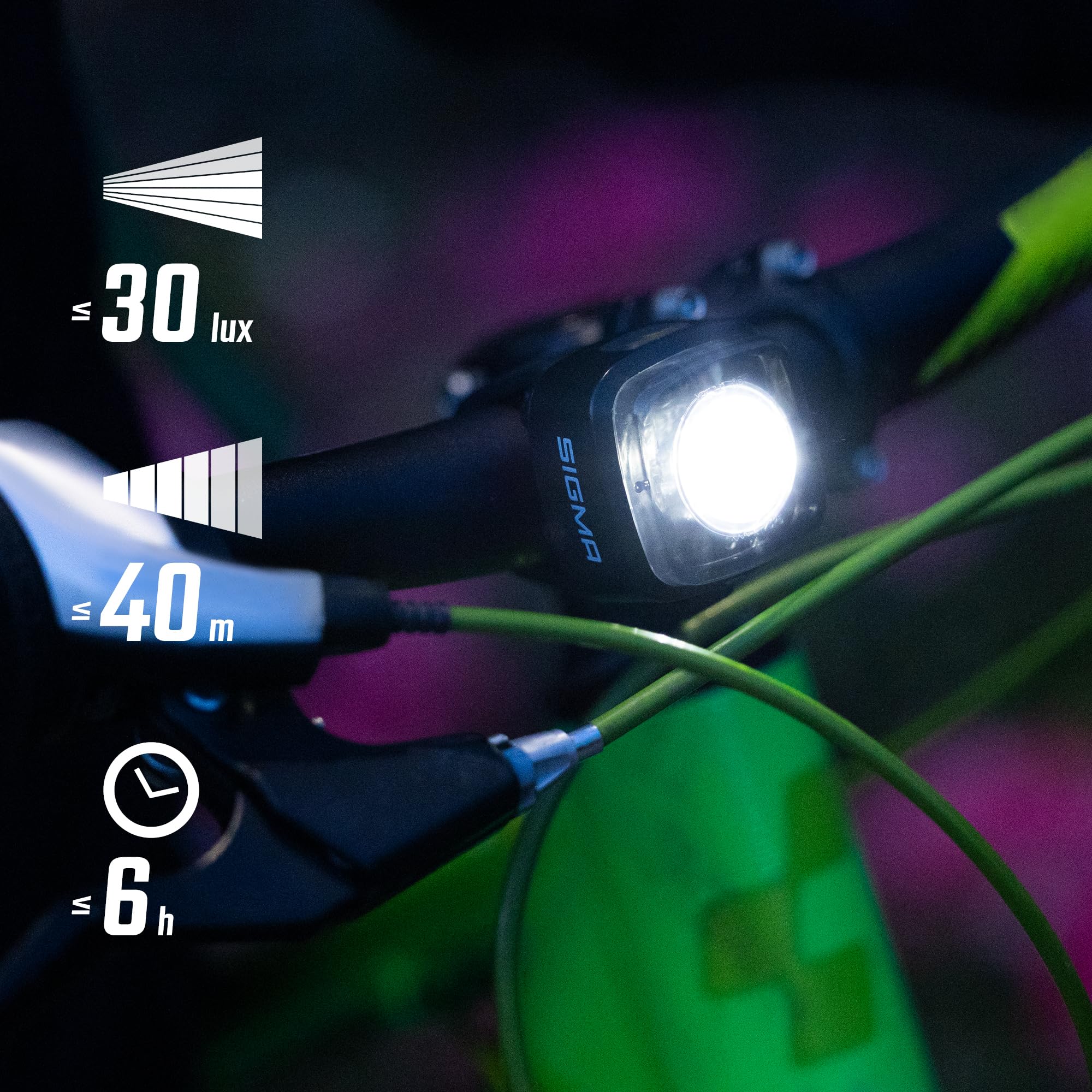 SIGMA Aura Micro Set | StVZO zugelassenes, akkubetriebenes Vorderlicht und Rücklicht | Perfekt für Kinder, Alltag & Abenteuer | wetterfestes Beleuchtungsset