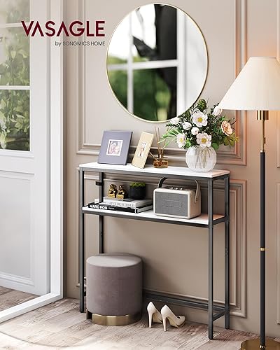 Miniatura 4 de VASAGLE Mesa consola, mesa de sofá estrecha de 2 niveles con 2 estantes, 7.9 x 31.5 x 31.5 pulgadas, para sala de estar, pasillo, entrada, mármol