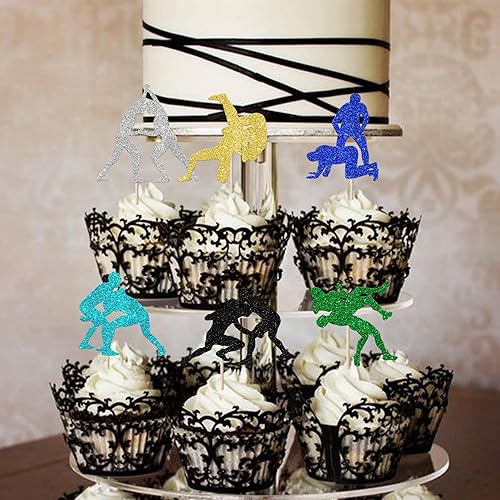 Vista 70 de Rsstarxi Paquete de 24 adornos para magdalenas, micrófono con purpurina, símbolos musicales, selecciones de cupcakes, música rock, concierto, tema