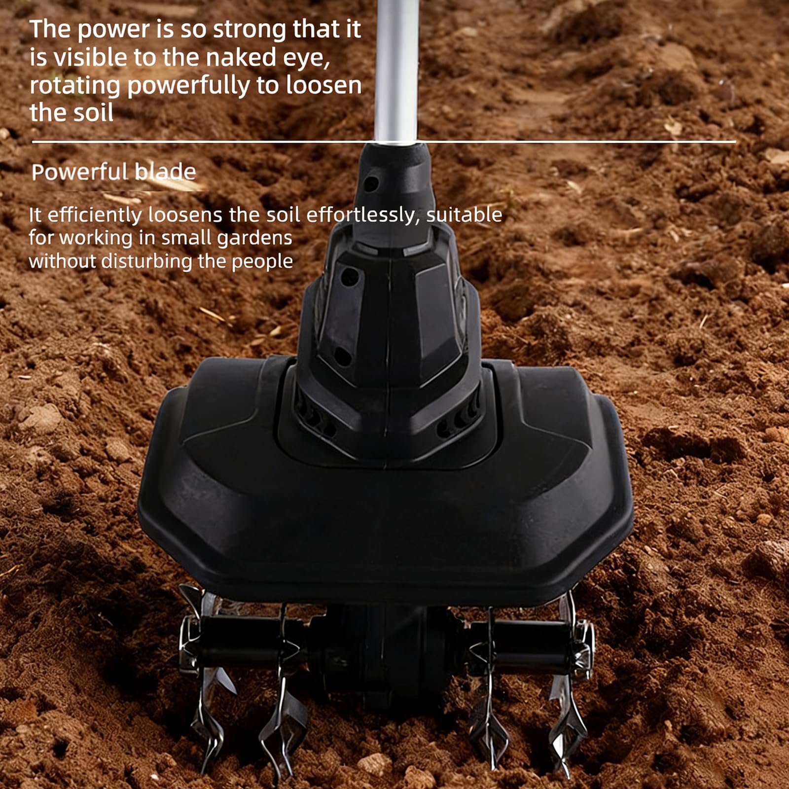 Motocoltivatore Elettrico da Giardino, Lunghezza Regolabile, Profondità di Lavorazione 16 cm, Larghezza di Lavorazione 23 cm