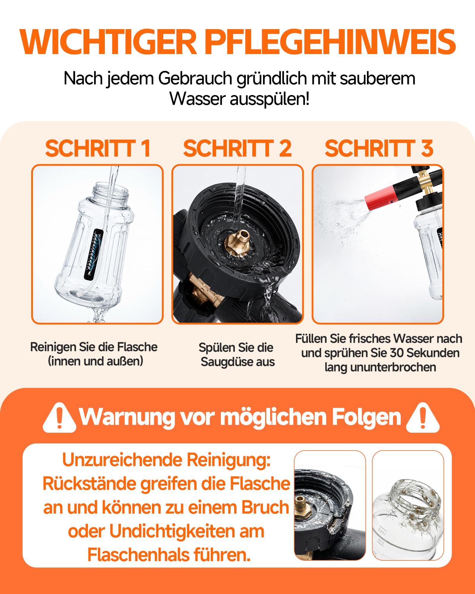 Verbesserte Schaumkanone Schneeschaumlanze, 1L Einstellbare Schaumlanze Schaumdüse mit 1/4 Schnellanschluss für Hochdruckreiniger Schaumpistole Autowäsche (Schwarz & Rot)