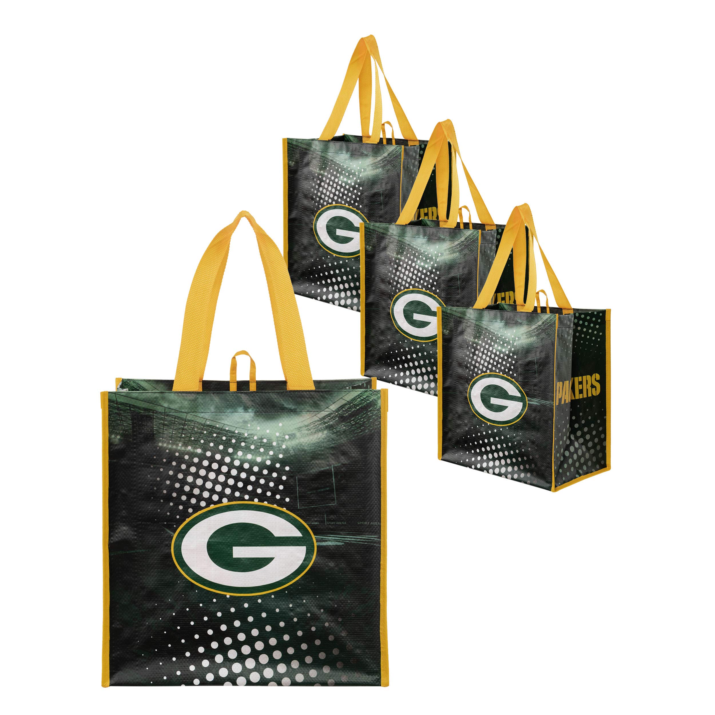 FOCO NFL unisex-adult Nfl Team Logo 4-pack Reusable Grocery Shopping Bags Totes