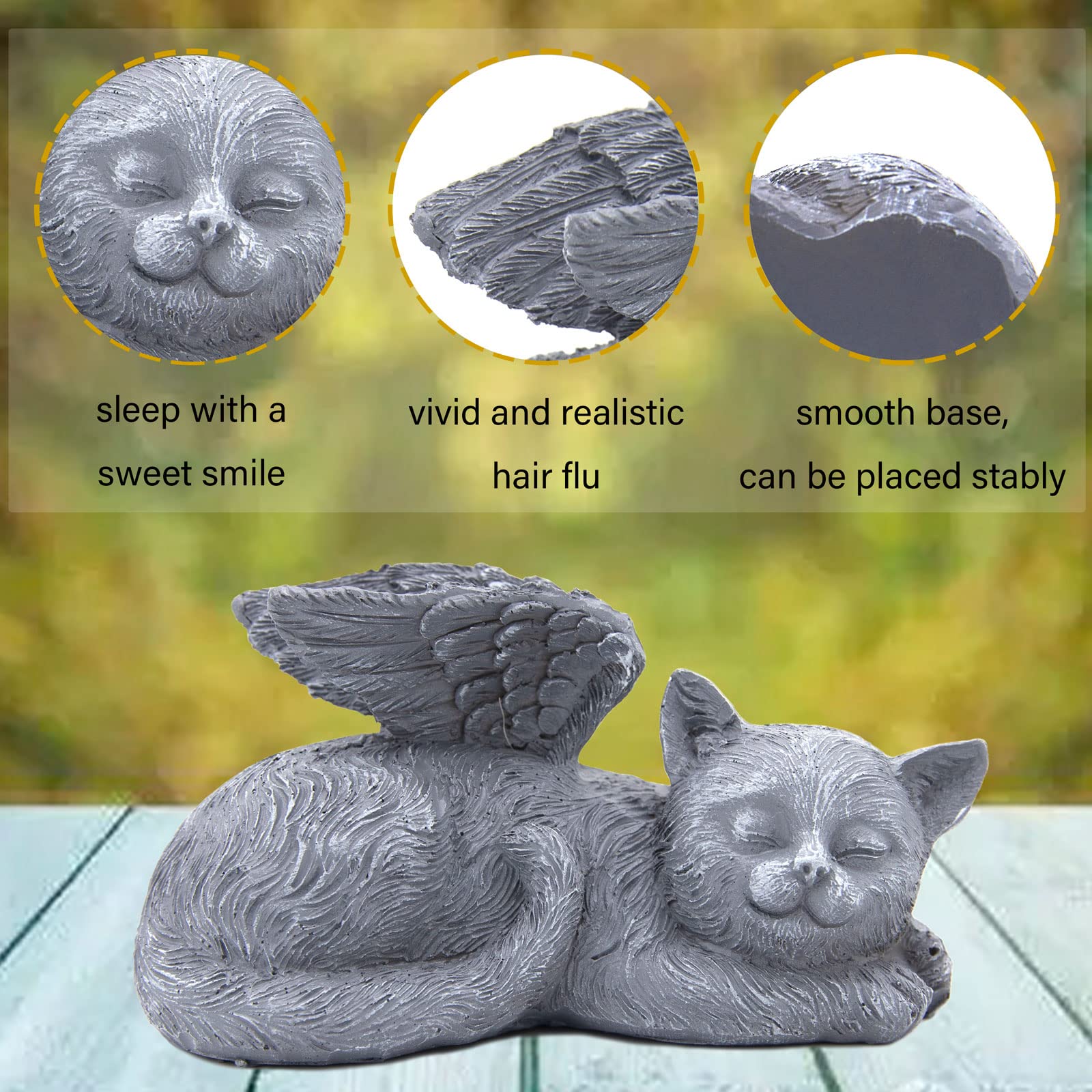 Statua Angelo Per Animali Domestici Con Gatto Tra Le Mani Di Dio, Lapide Da Giardino In Resina, Ricordo Perdita Cane/Gatto, 17,2 Cm