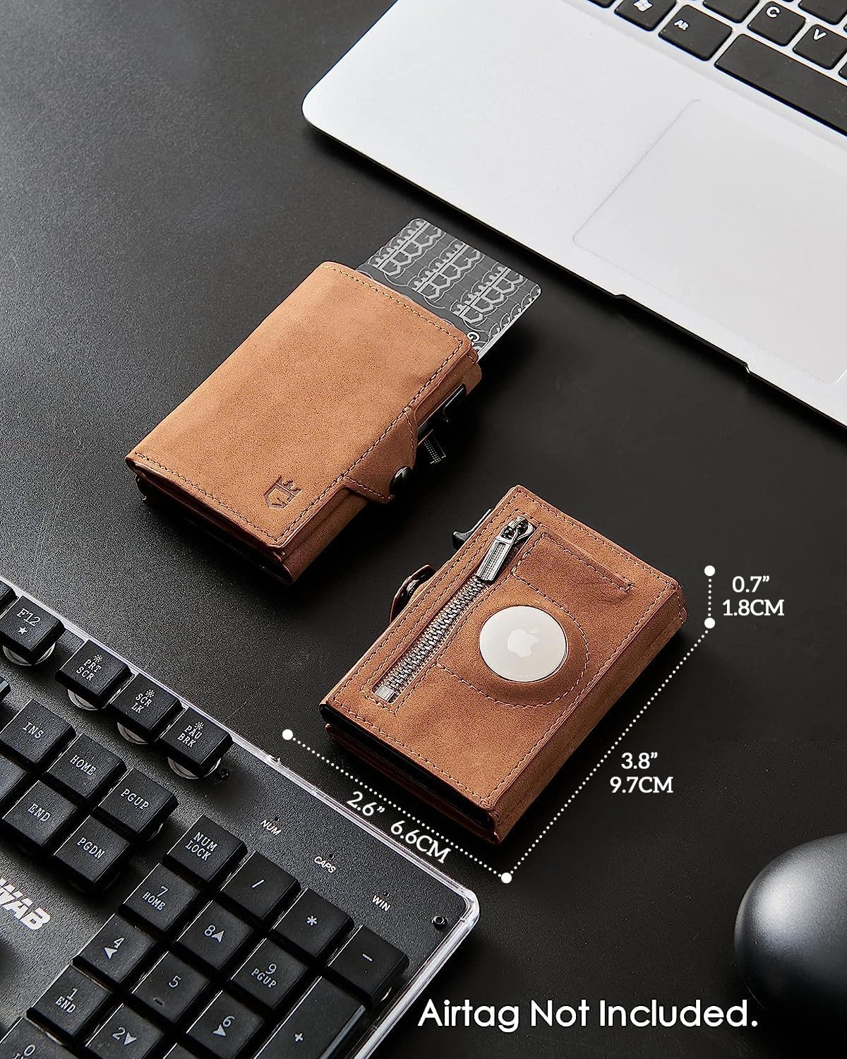 Men's Slim Wallet, Brown 3.0, 100% Full Grain Leather, RFID Protected, Airtag Wallet Holder, 3" L x 4" W x 0.8" H - Image 4