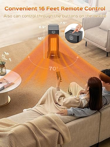 Miniatura 6 de PROUS Calentadores de espacio para uso en interiores, calentador de espacio PTC mejorado 2023 para habitación grande de 1500 W, calentador de