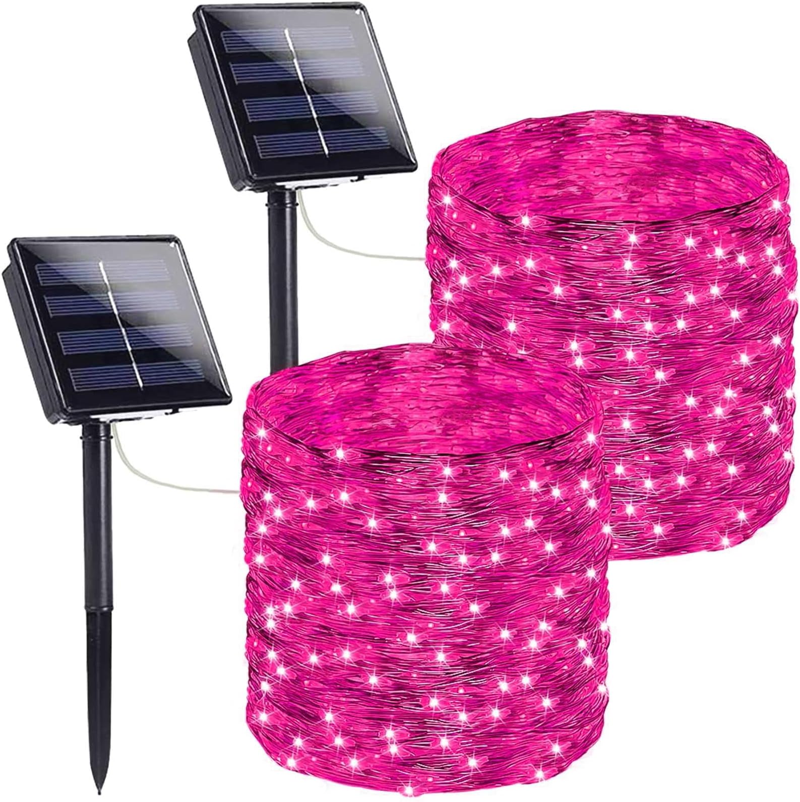 Extra-Long 144FT Solar String Lights for Outside, 2 Pack 400LED Solar Valentine's Day Lights Outdoor Waterproof, Copper Wire 8 Modes Fairy Twinkle Solar Lights for Tree Garden Party Xmas (Pink)