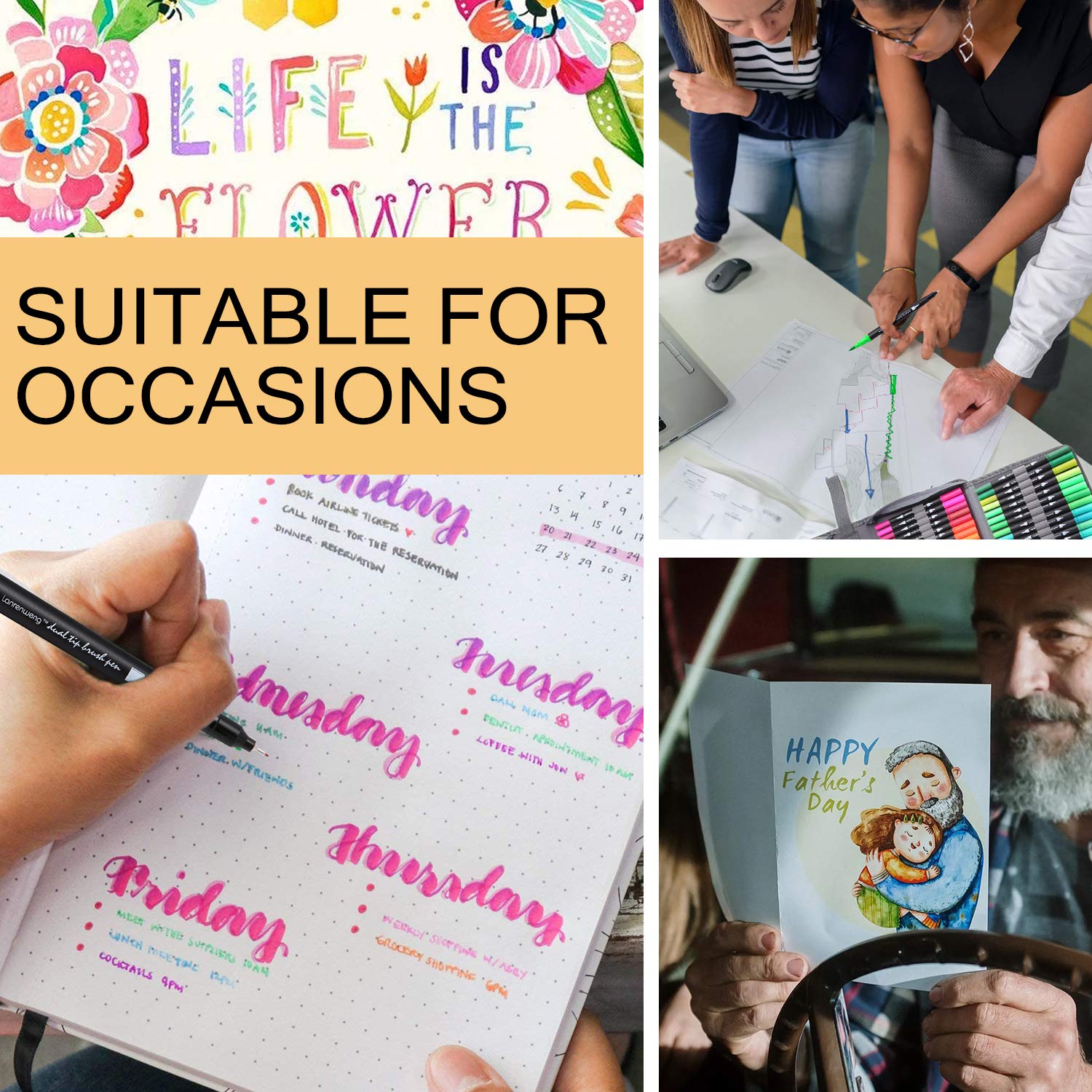 120 Colors Dual Tip Brush Pens Fineliners Art Markers, Watercolor