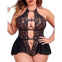 Avidlove Womens Plus Size الملابس الداخلية الدانتيل ارتداءها تيدي ديب في قطعة واحدة الدانتيل Babydoll
