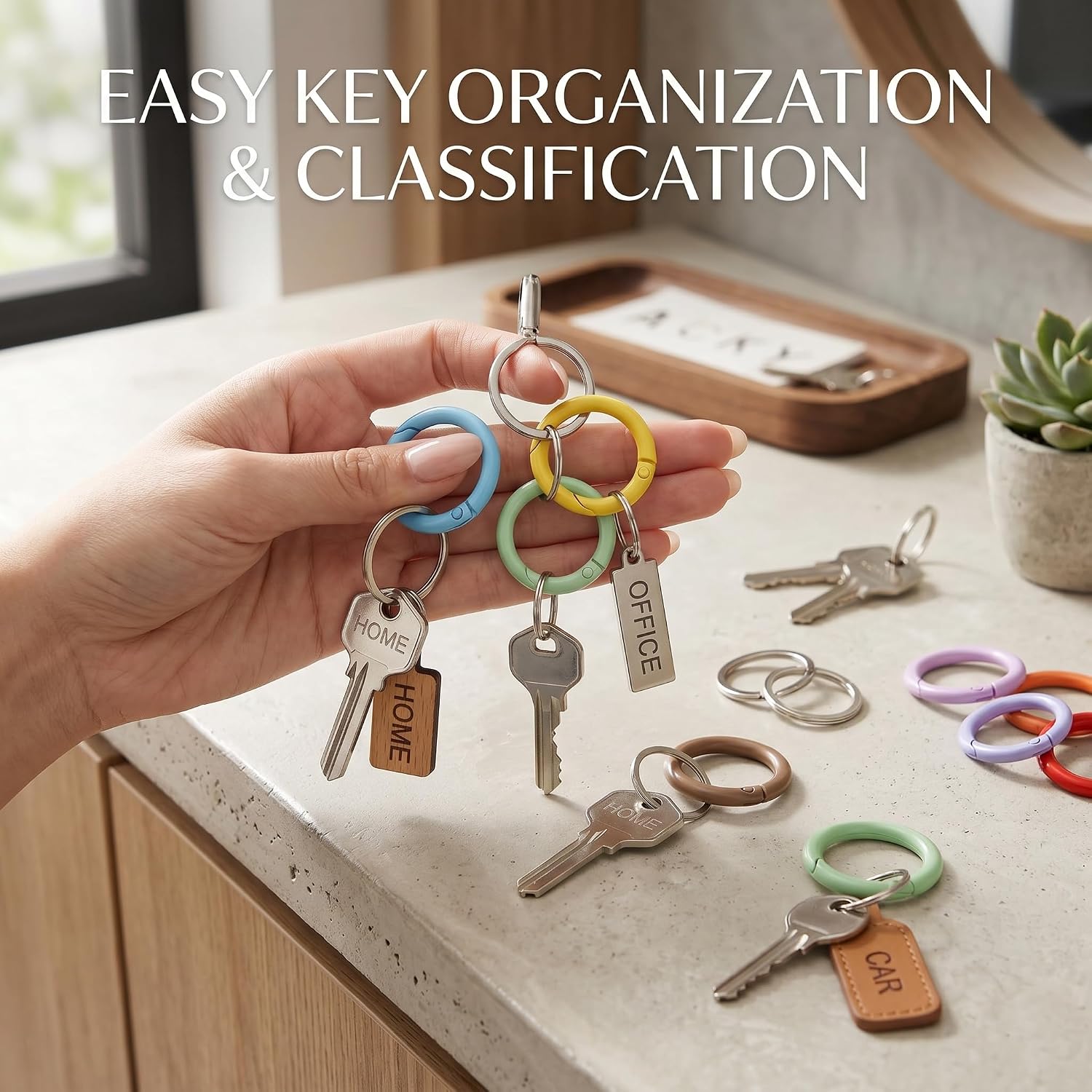 80 Pack 1 Inch Multicolor Round Carabiner Key Chain Rings image 4