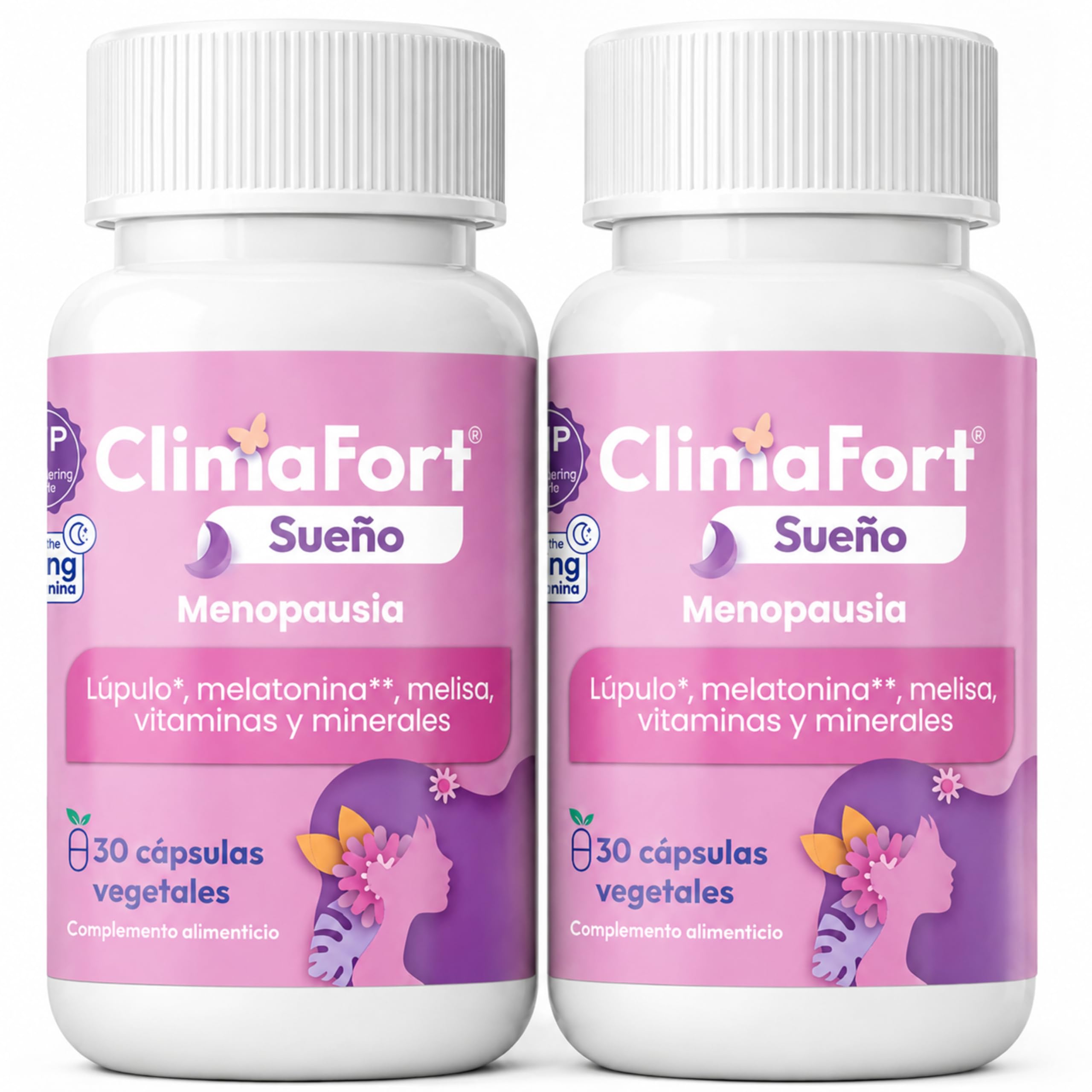 [Pack de 2] ClimaFort Sueño | Alivia Sofocos, Insomnio y Síntomas de Premenopausia y Menopausia | Lúpulo, Melatonina, Vitaminas, Minerales | 2 meses de Tratamiento | 1 Cápsula al día