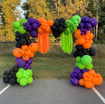 Halloween Balloon Arch Kit, 129Pcs Orange and Black Latex Balloons