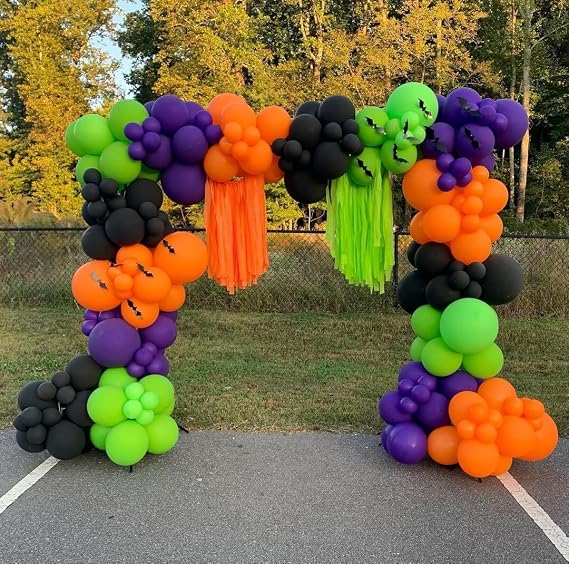 Halloween Balloon Arch Kit, 129Pcs Orange and Black Latex Balloons